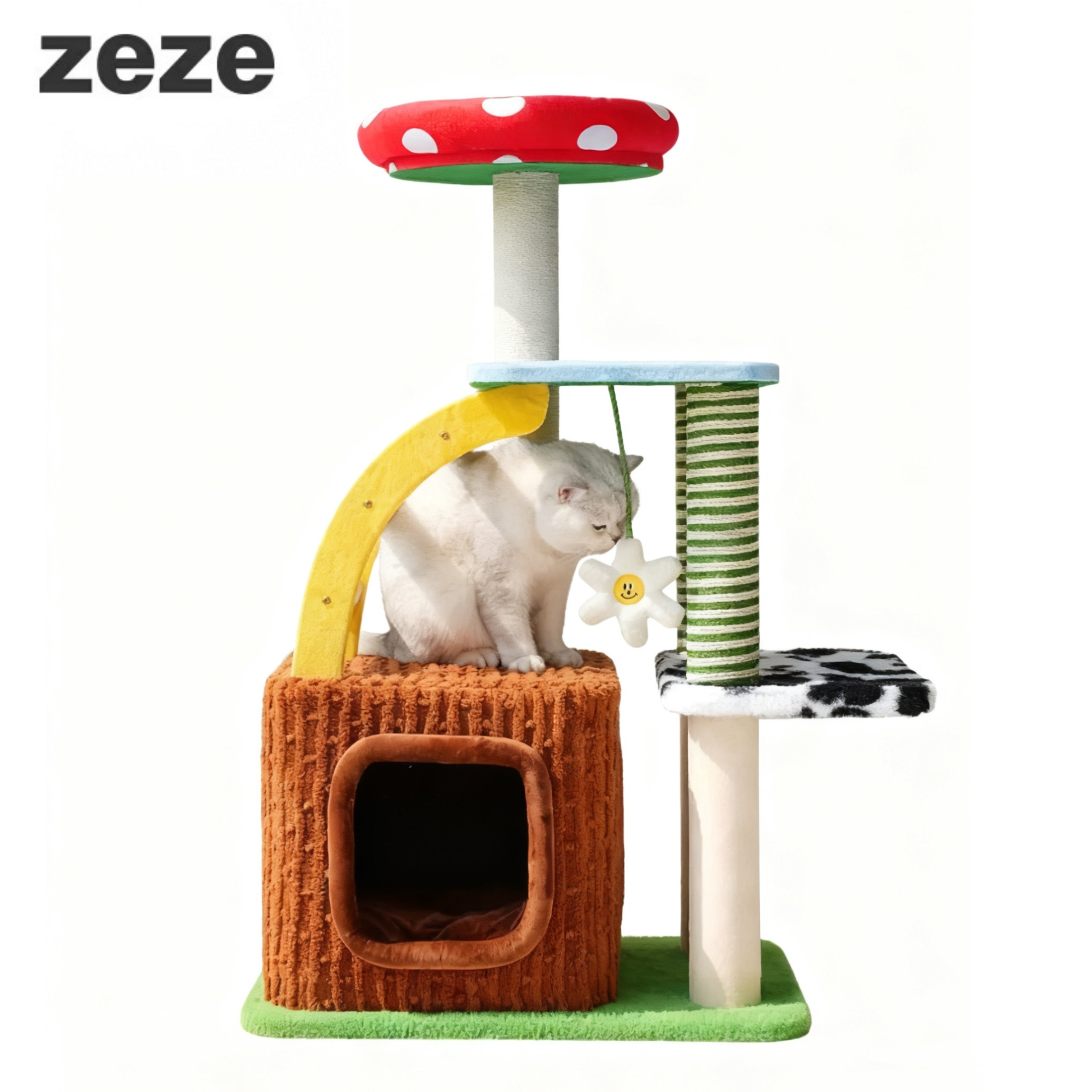 zeze 3-in-1 Multi-Function Cat Tree — Bed, Scratcher & Multi-Level Activity Tower