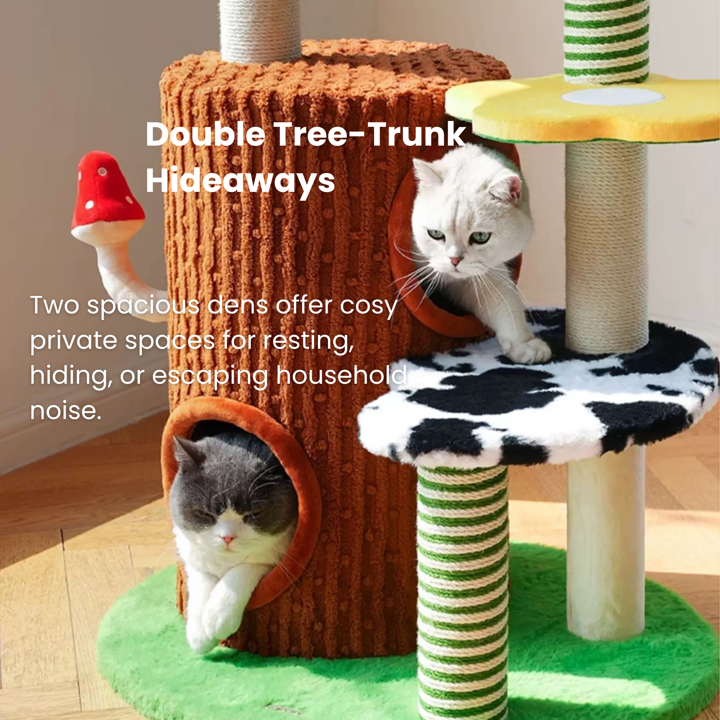 zeze Deluxe 3-in-1 Multi-Function Cat Tree — Bed, Scratcher & Multi-Level Activity Tower