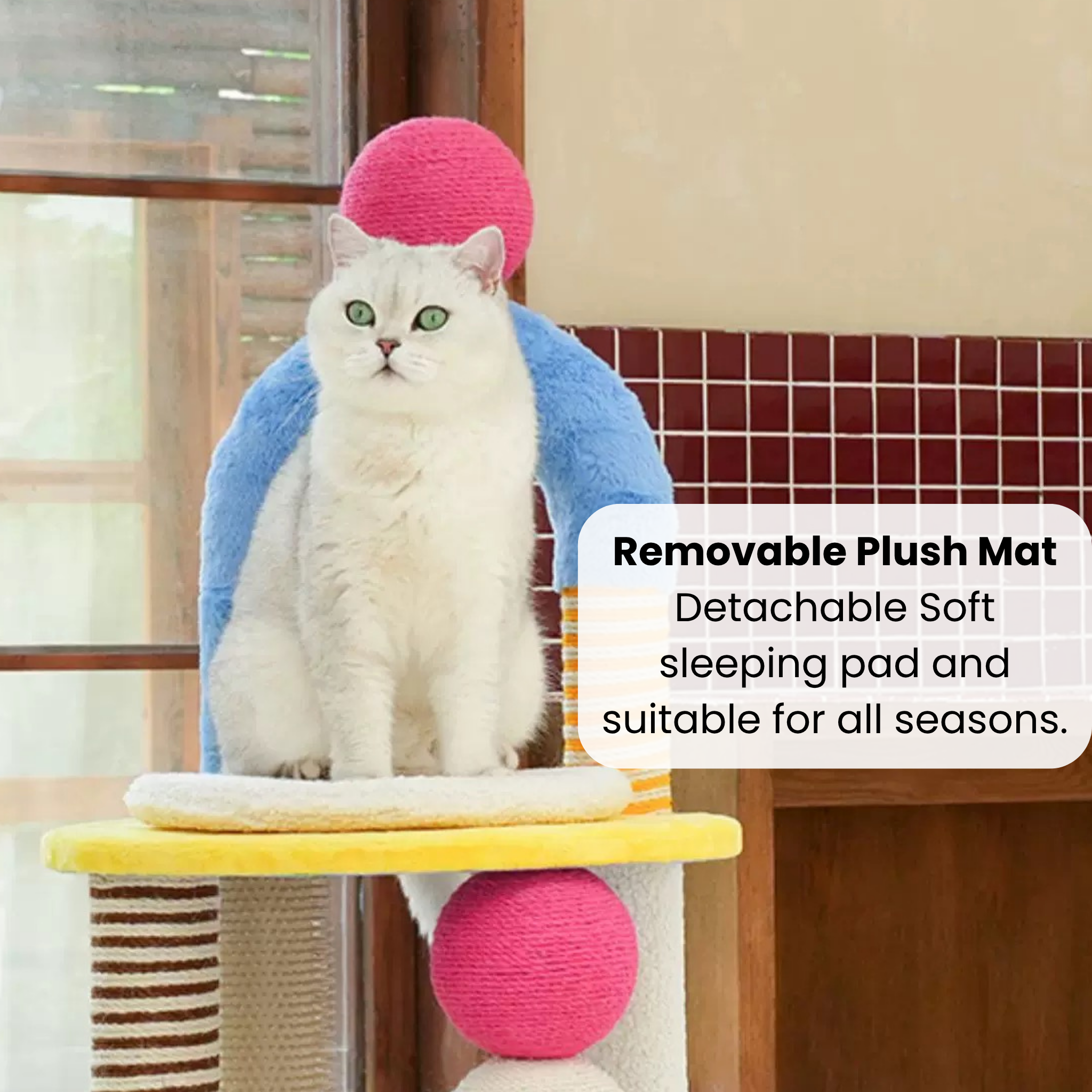 zeze Two-Tier Arch Cat Tree with Balls and Rubbing Pole