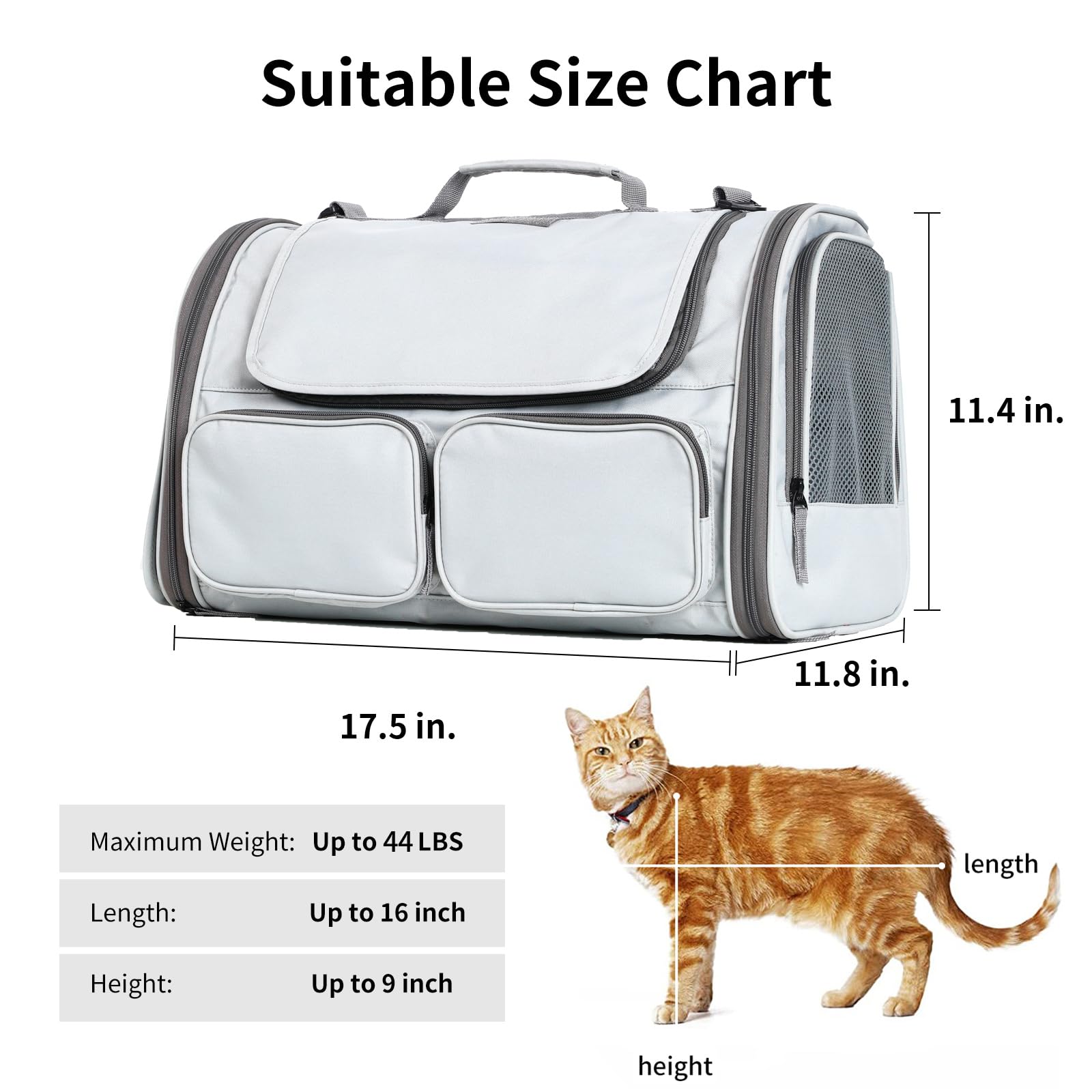 FUKUMARU Cat Carrier, Grey