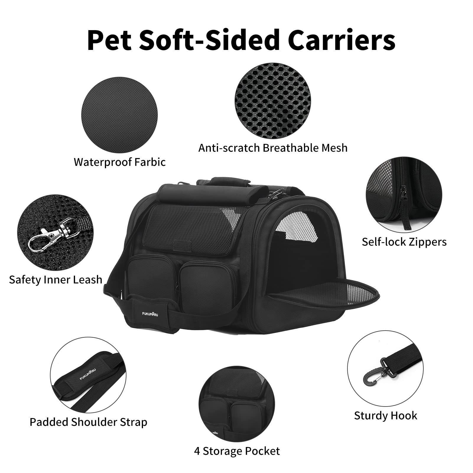 FUKUMARU Cat Carrier, Black