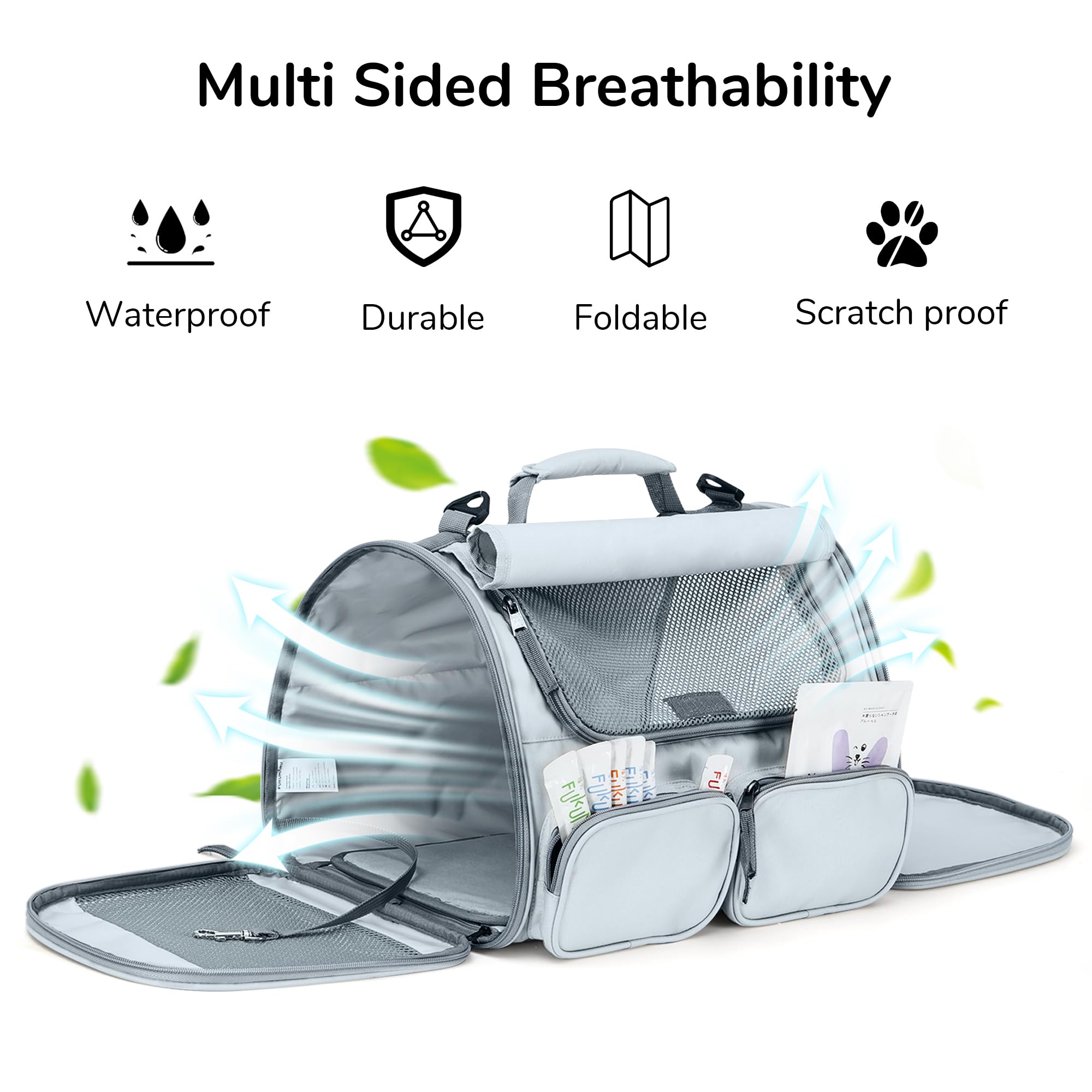 FUKUMARU Cat Carrier, Grey, Small