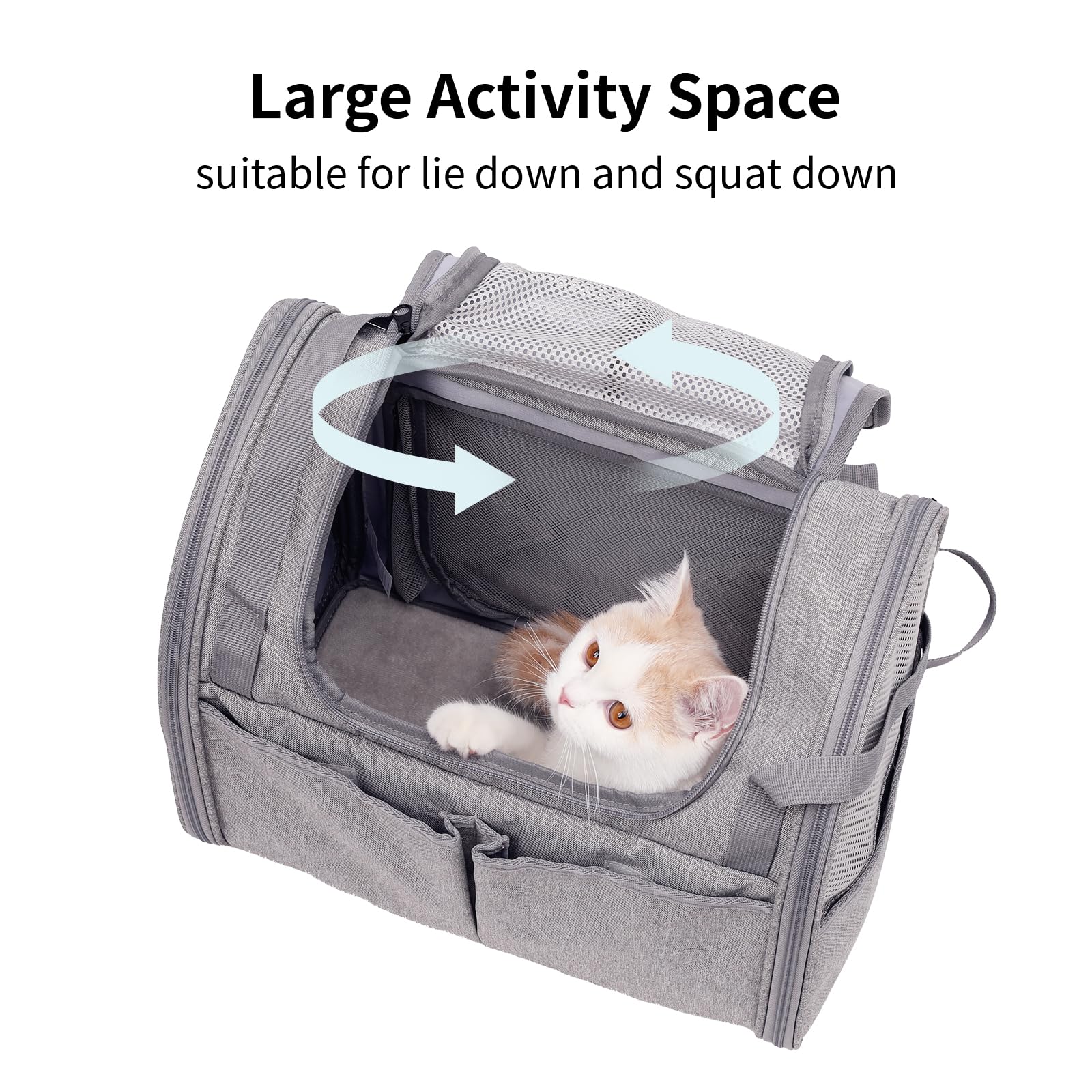 FUKUMARU Cat Backpack, Expandable, Grey