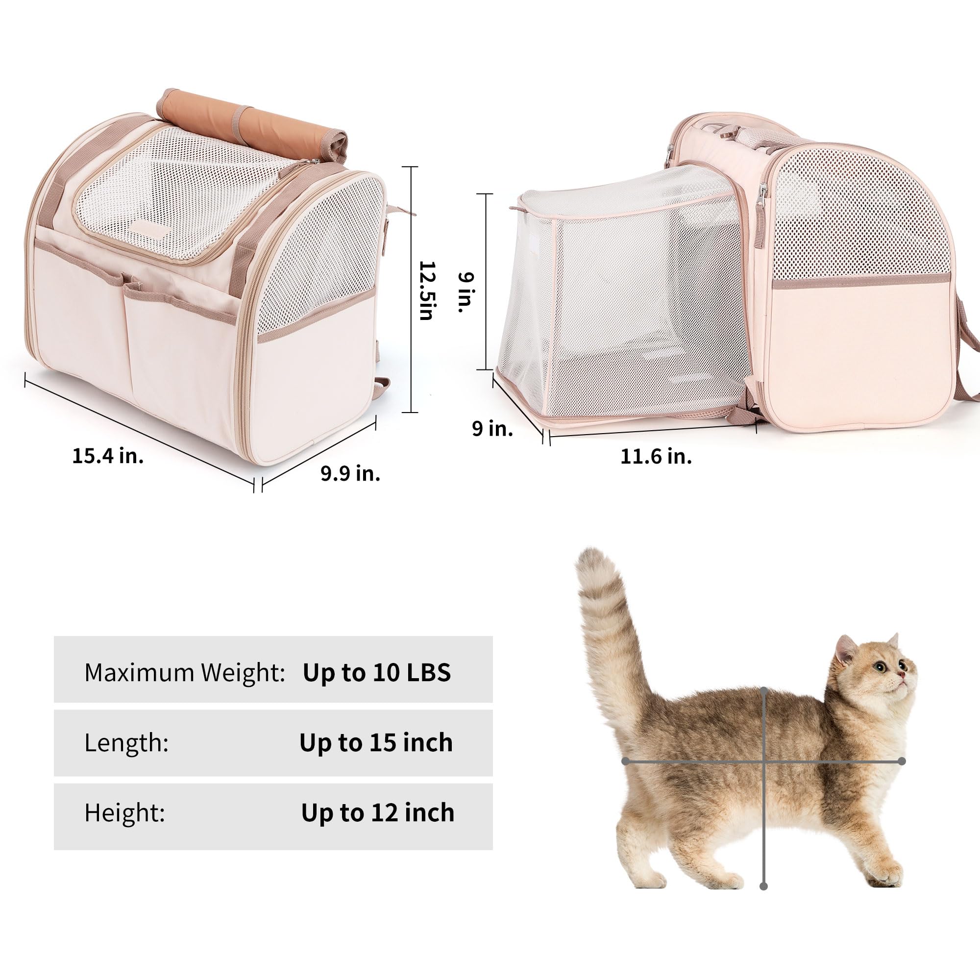 FUKUMARU Cat Backpack Carrier, Expandable, Pink