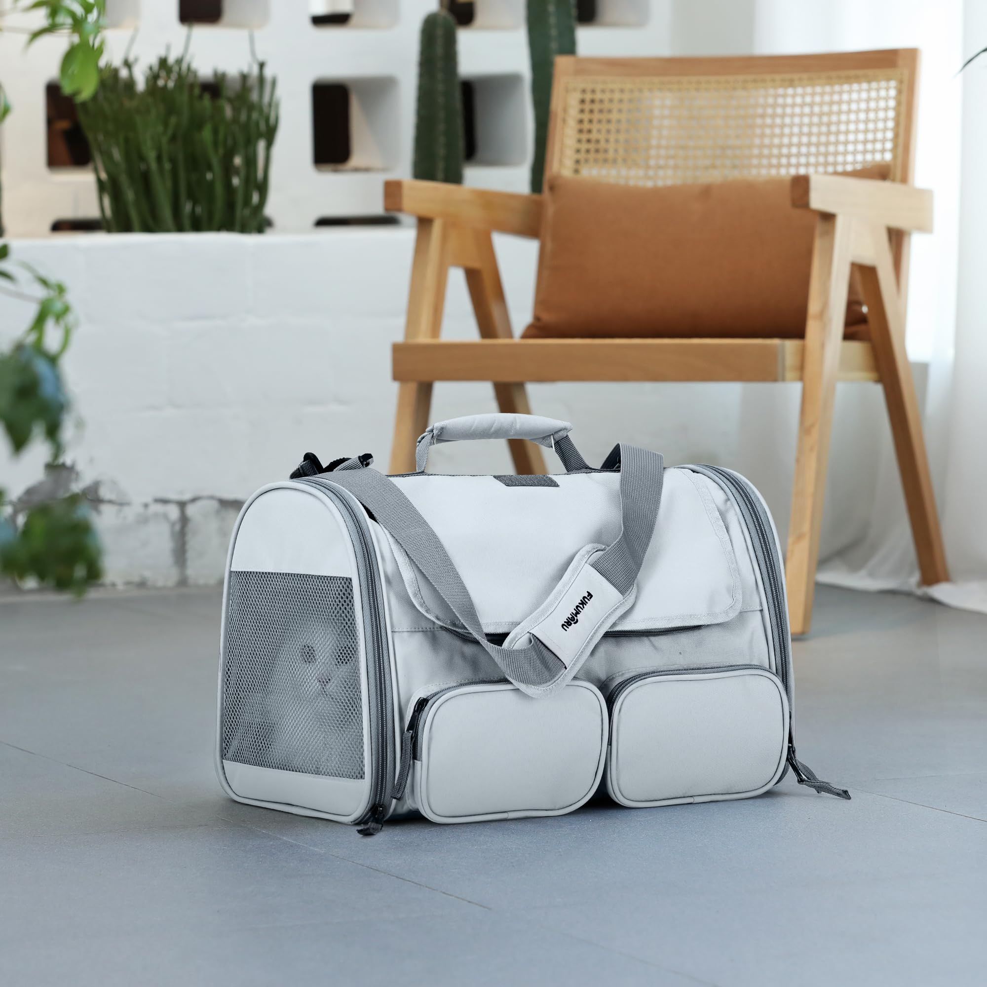 FUKUMARU Cat Carrier, Grey, Small