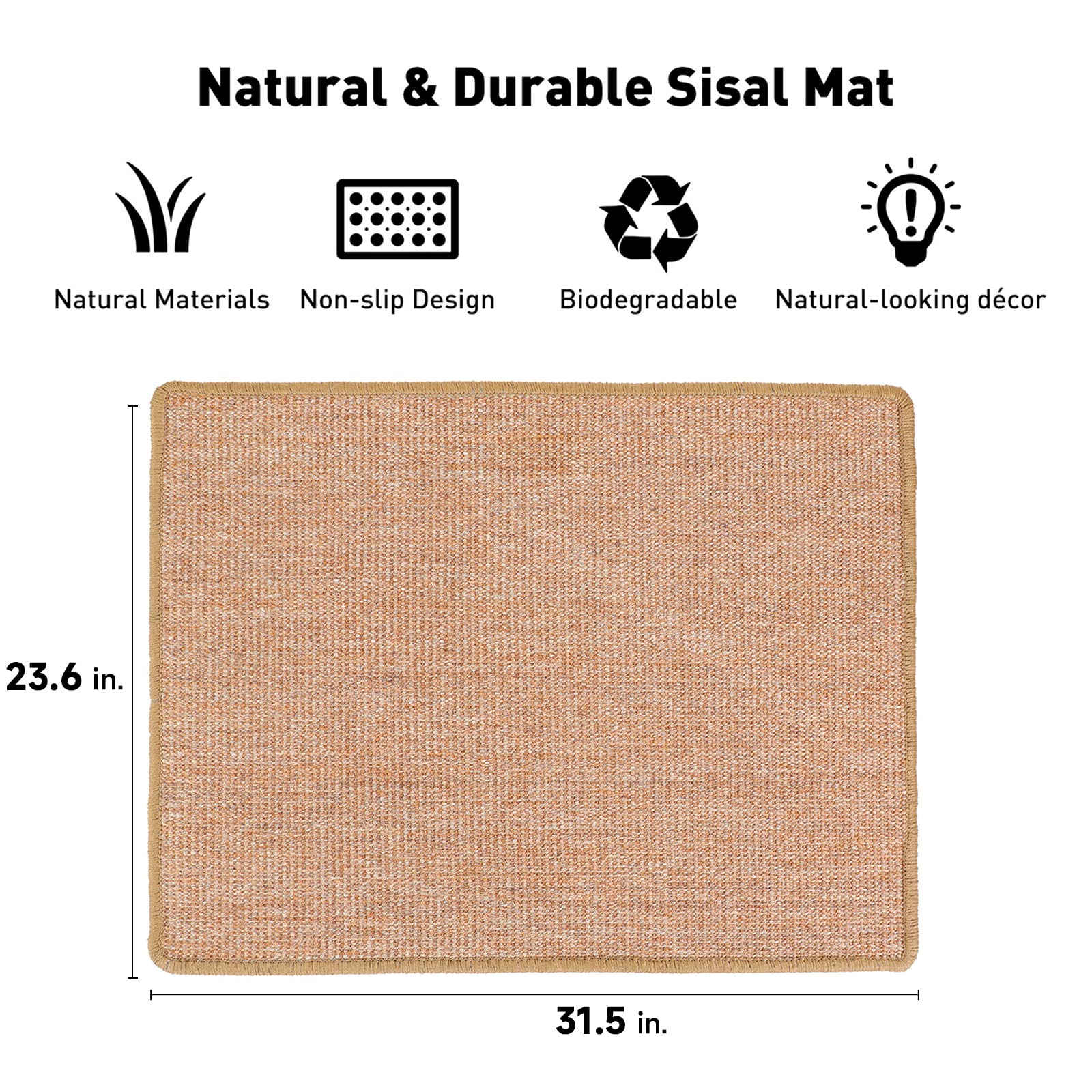 FUKUMARU Natural Sisal Cat Scratching Mat, 60 x 80 cm