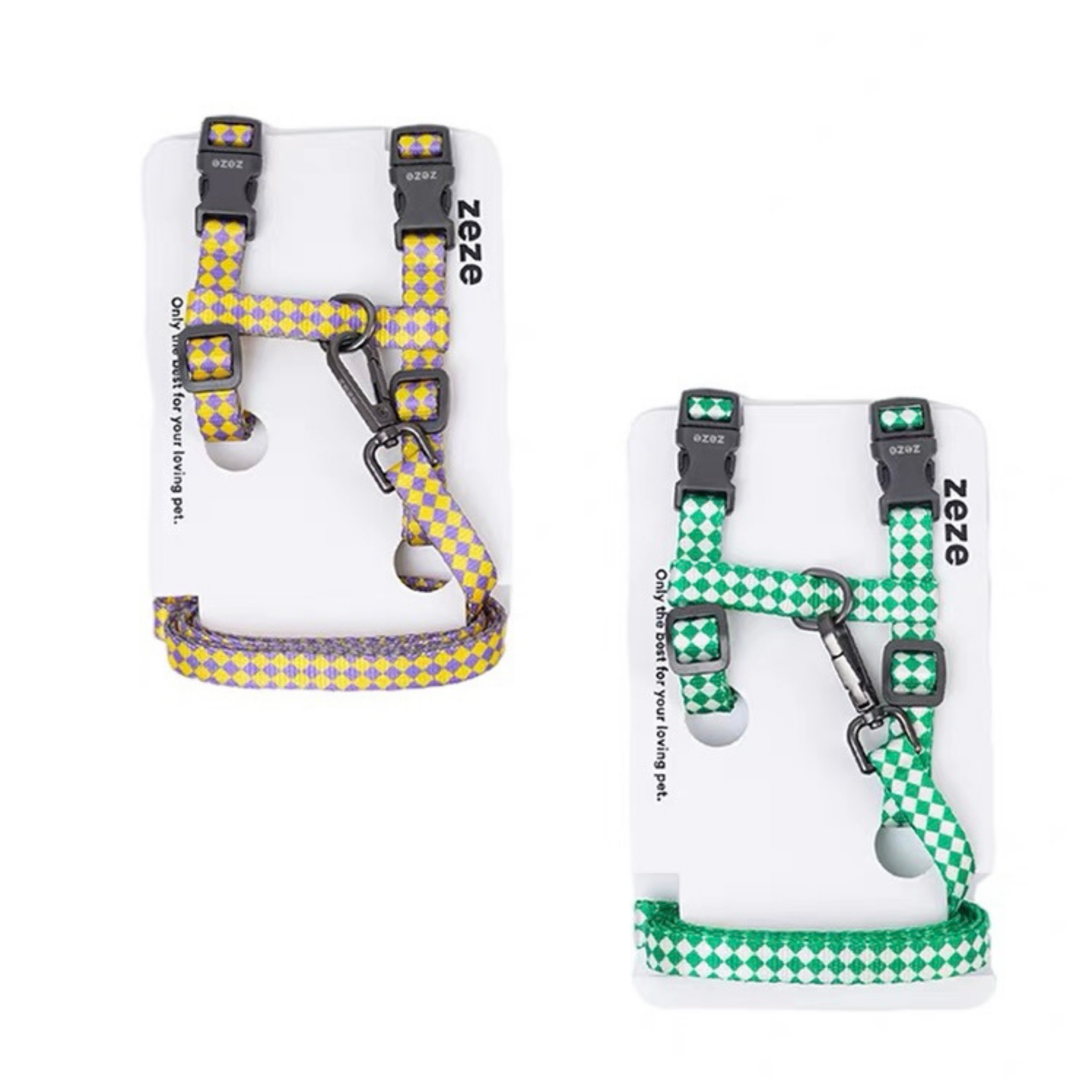 Zeze Plaid Cat Harness & Leash Set: Stylish, secure H-shaped polyester gear for comfortable everyday walks.