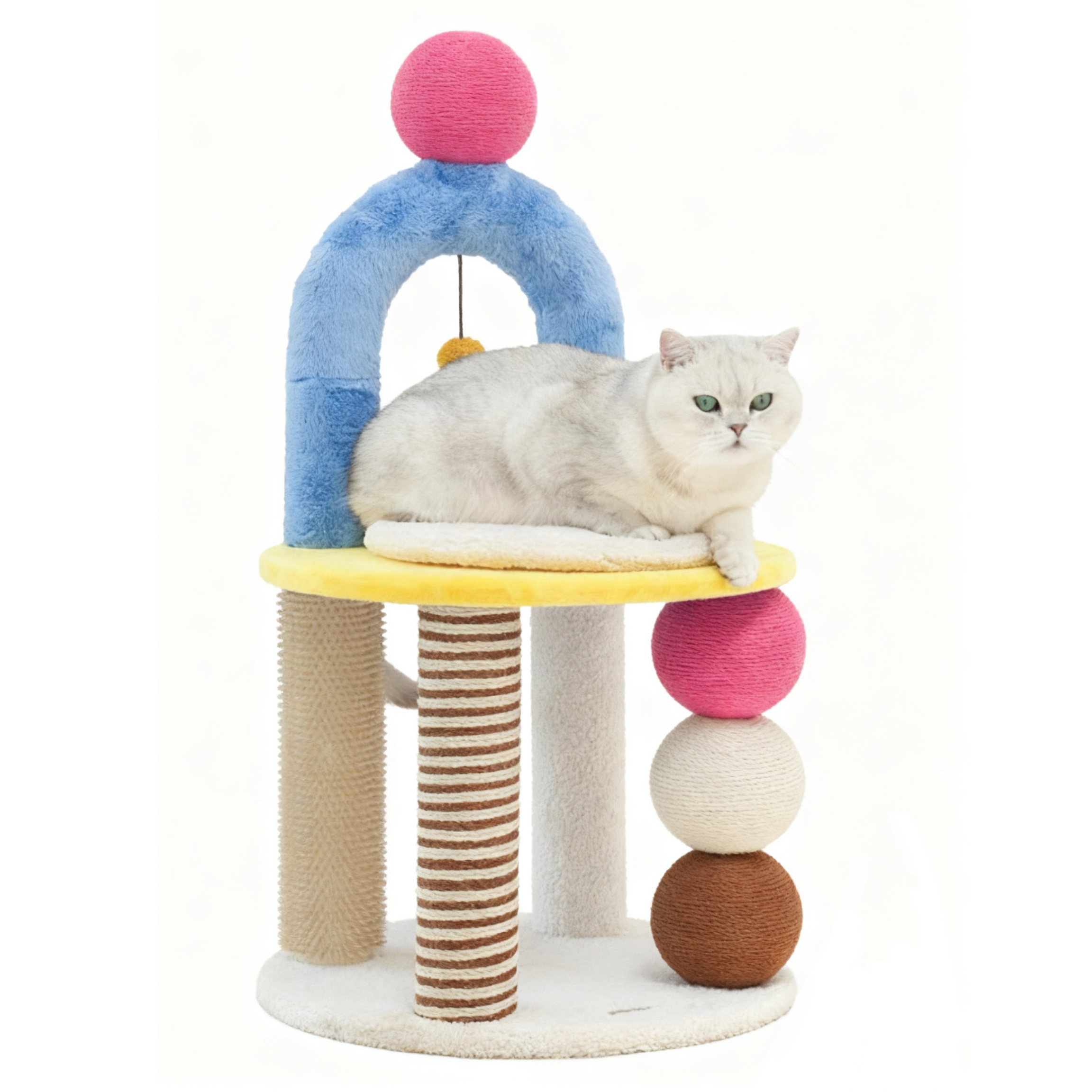 zeze Two-Tier Arch Cat Tree with Balls and Rubbing Pole