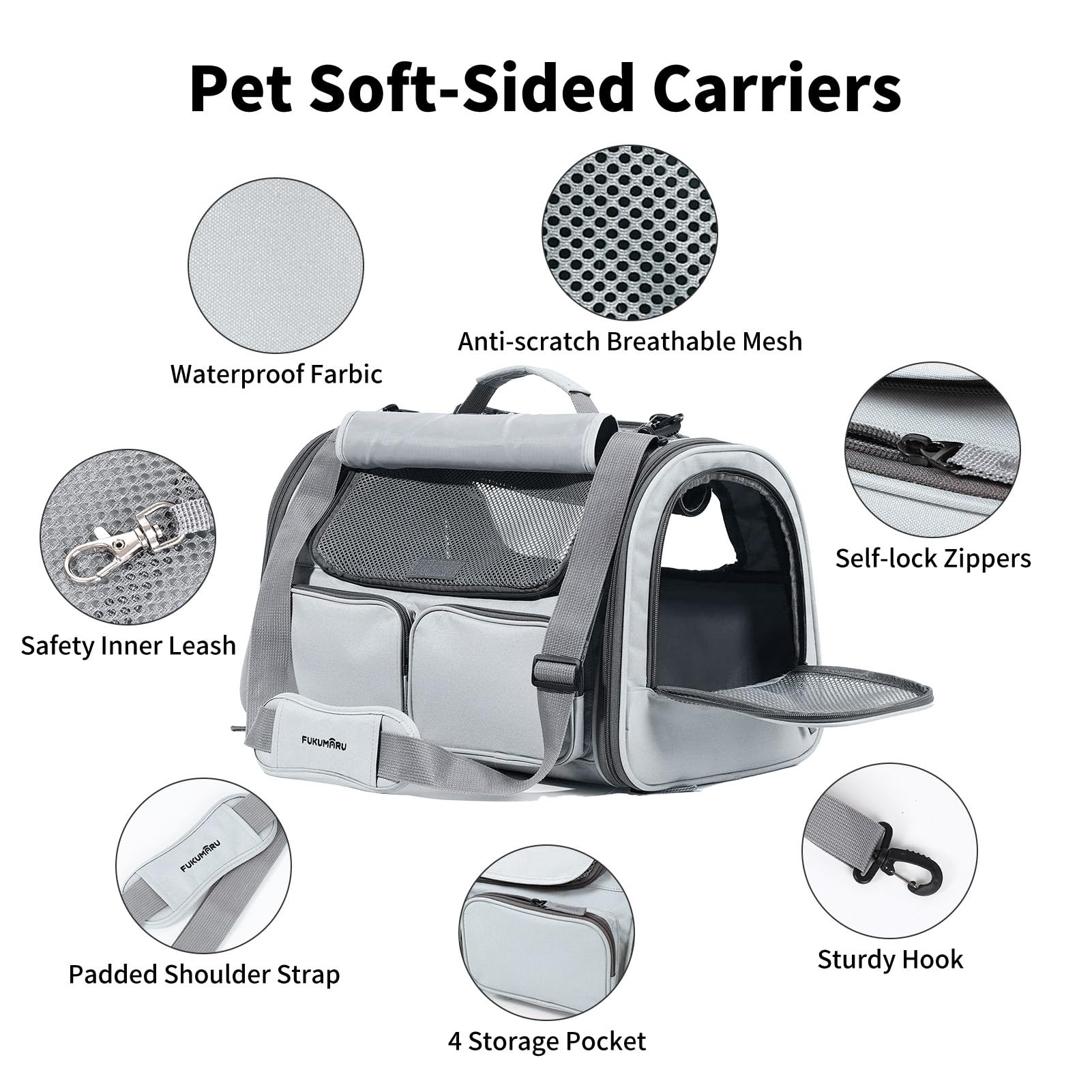 FUKUMARU Cat Carrier, Grey