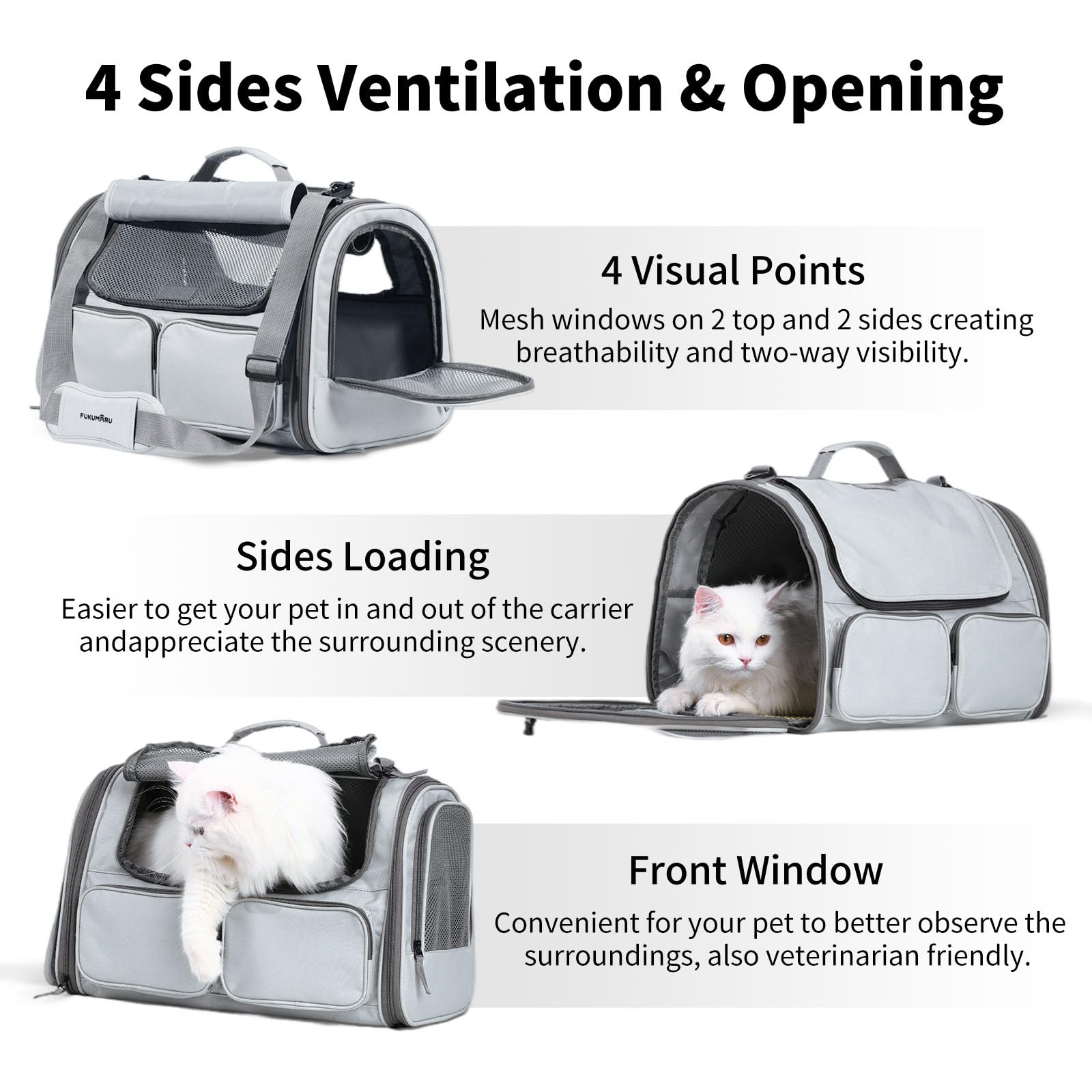 FUKUMARU Cat Carrier, Grey