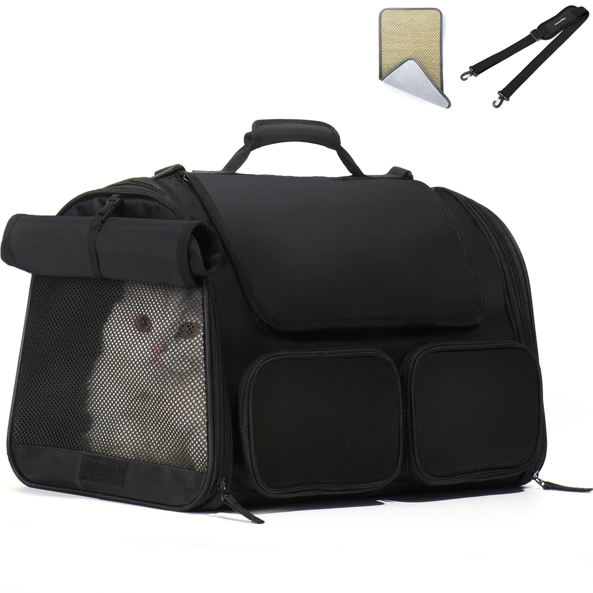 FUKUMARU Cat Carrier, Black