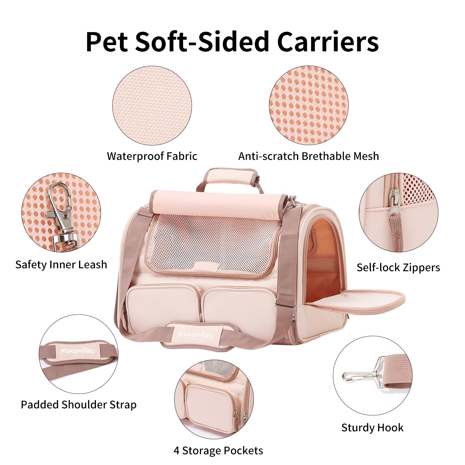 FUKUMARU Cat Carrier, Pink