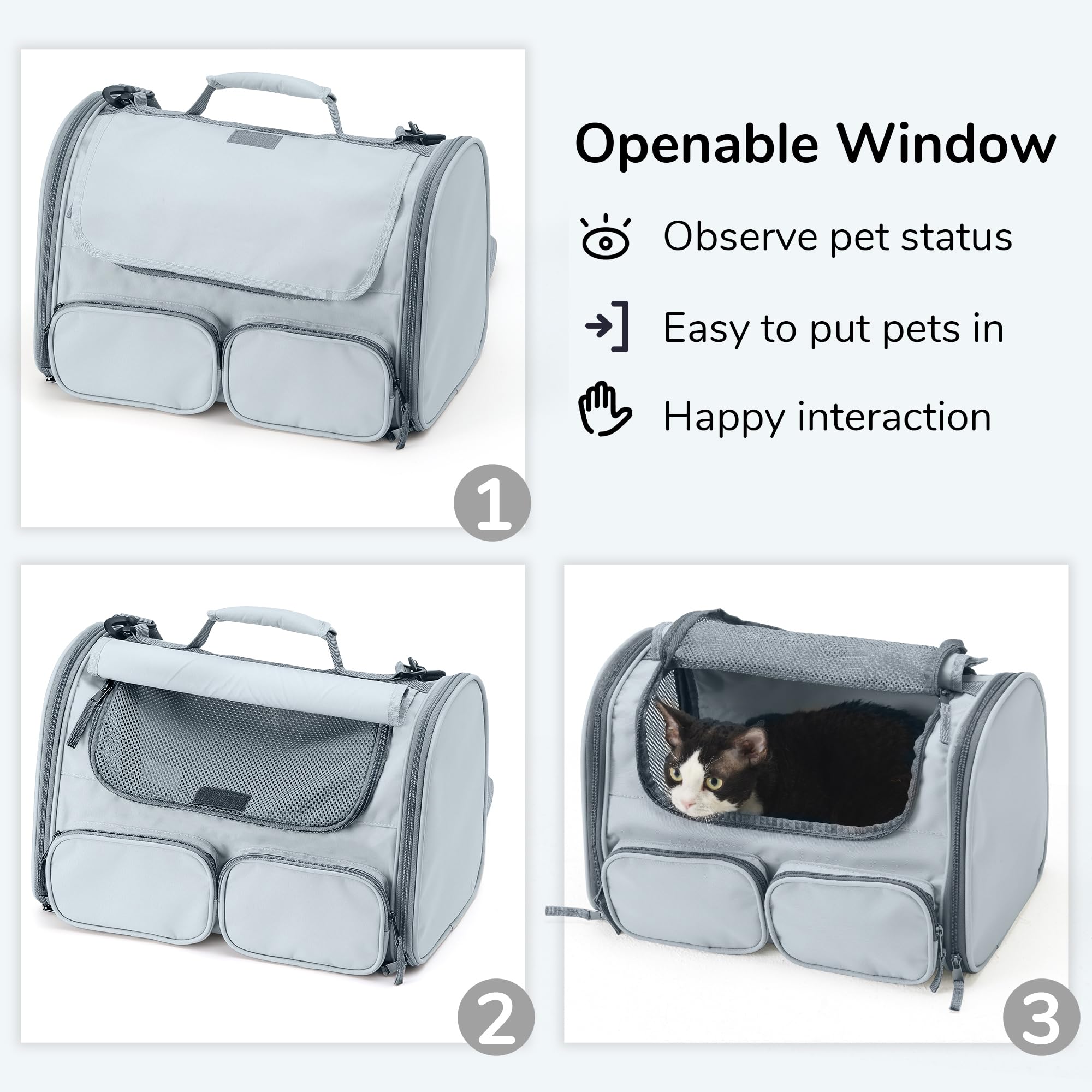 FUKUMARU Cat Carrier, Grey, Small