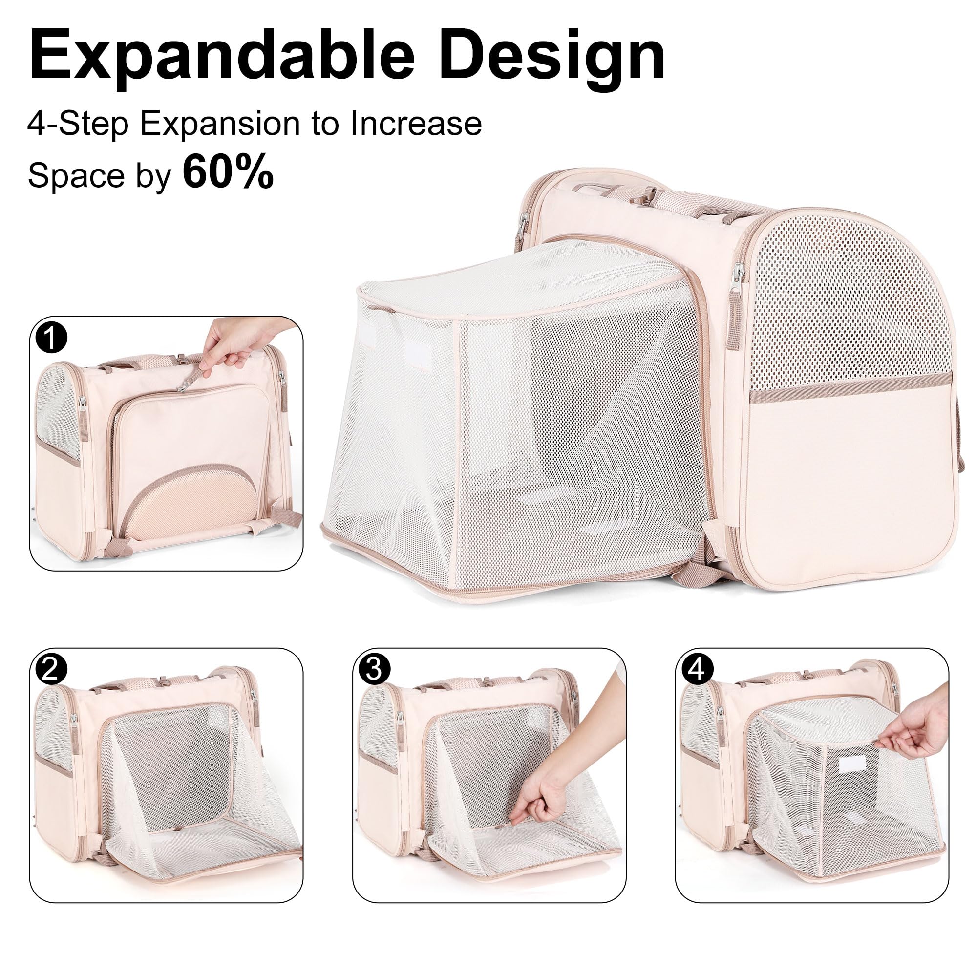 FUKUMARU Cat Backpack Carrier, Expandable, Pink