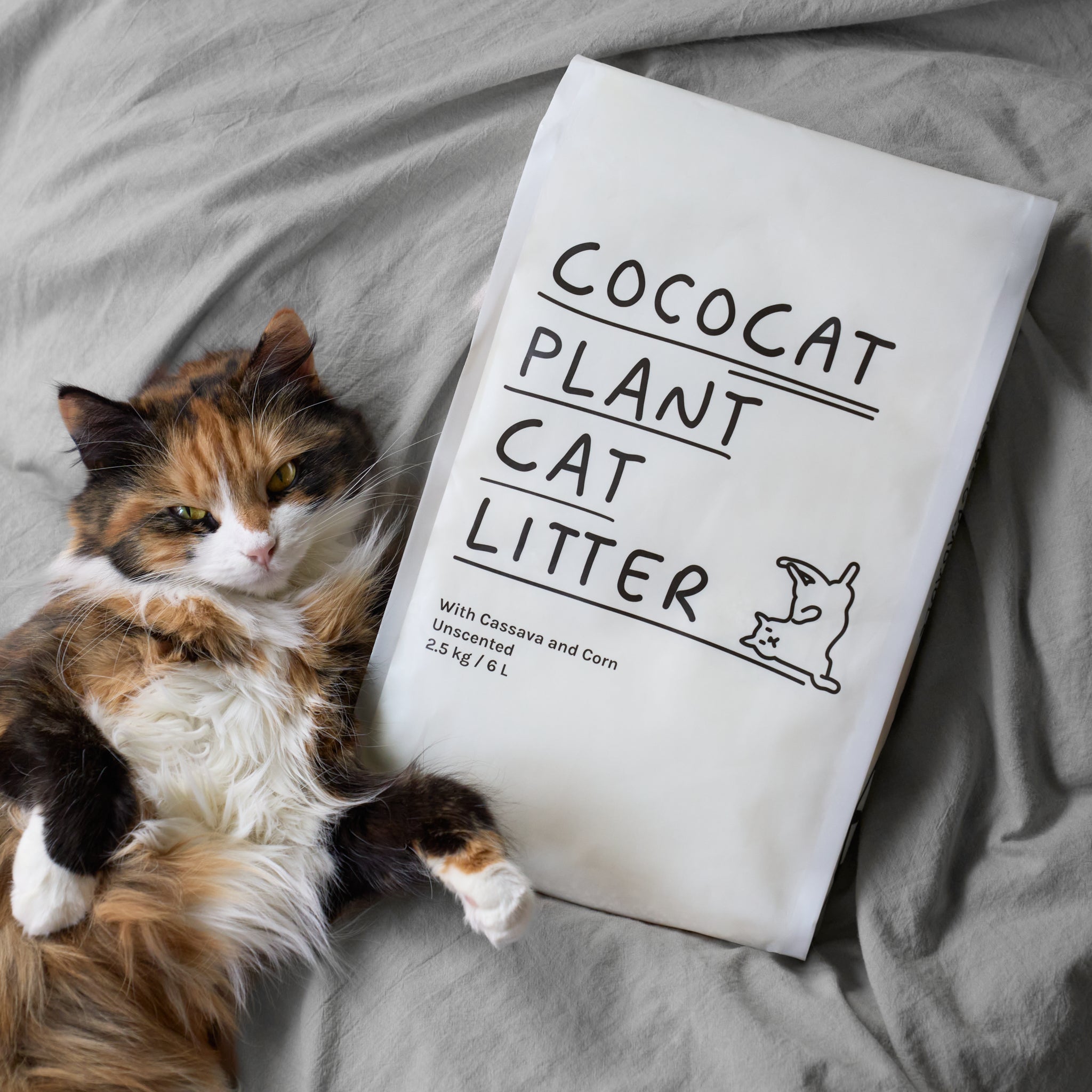 COCOCAT 2.5kg unscented cassava cat litter: natural, strong clumping, dust-free.