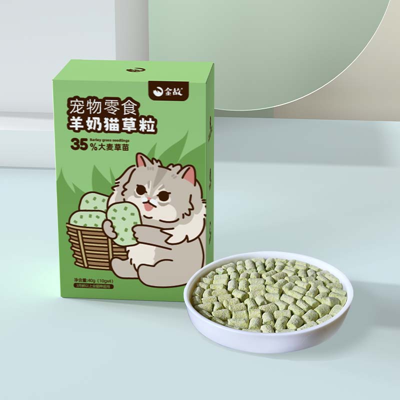 Goat Milk Cat Grass Freeze-Dried Snack - Chicken Flavor - Hairball Control [邓峰家] 金故羊奶猫草粒40g