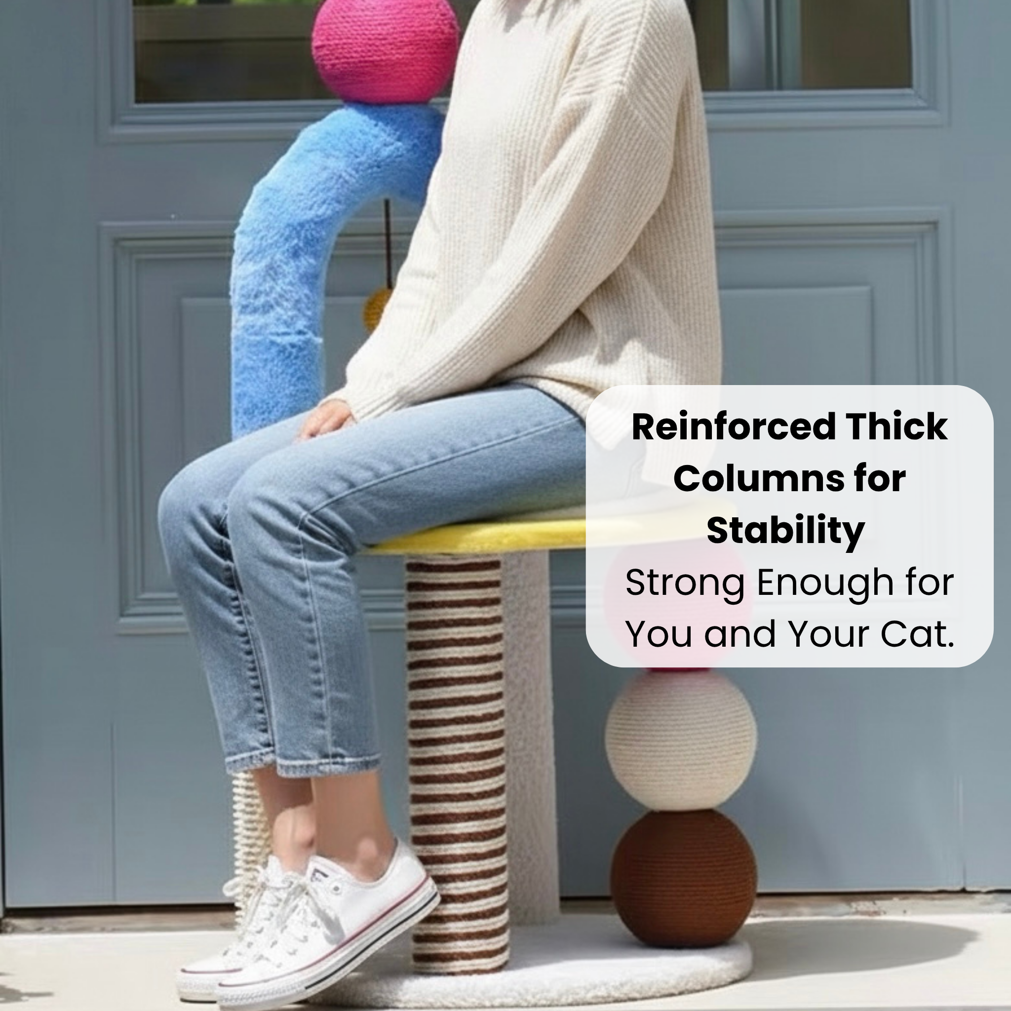 zeze Two-Tier Arch Cat Tree with Balls and Rubbing Pole